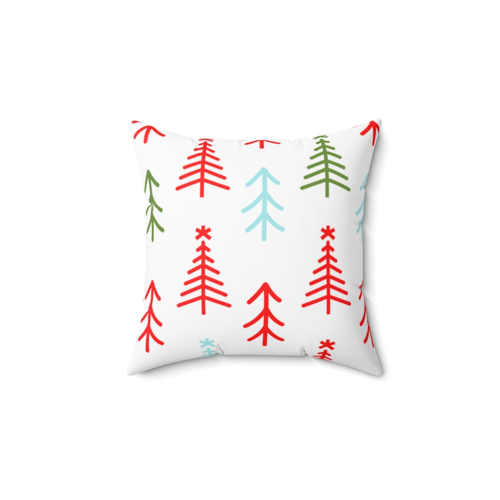 Nordic Tree Faux Suede Square Pillow