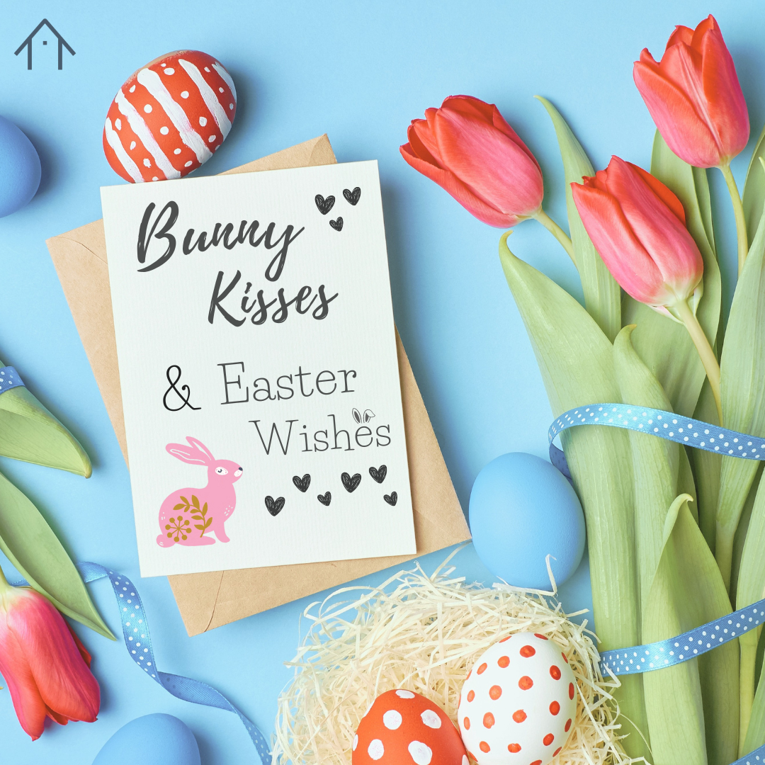 Easter Card - Bunny Kisses and Easter Wishes