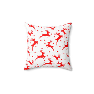 Reindeer/ Candy Stripe Square Pillow